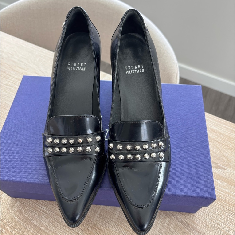 Stuart Weitzman Black Heels with Silver Studs